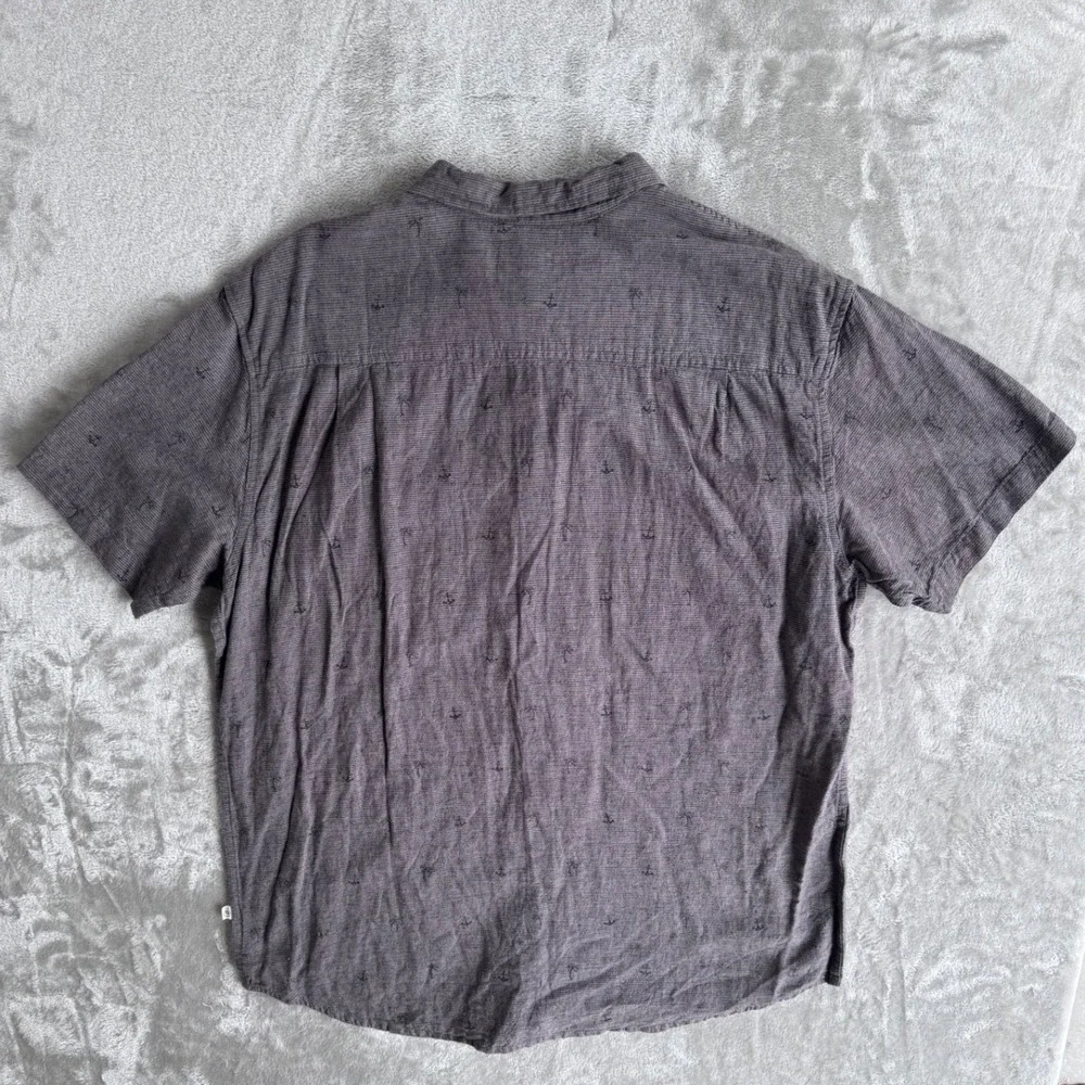 Hang Ten Mens‎ Linen Blend Shirt XXL Gray Button Up Dadcore Beach Casual